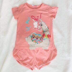 Mayorial kids "Ey, You" two piece llama short set